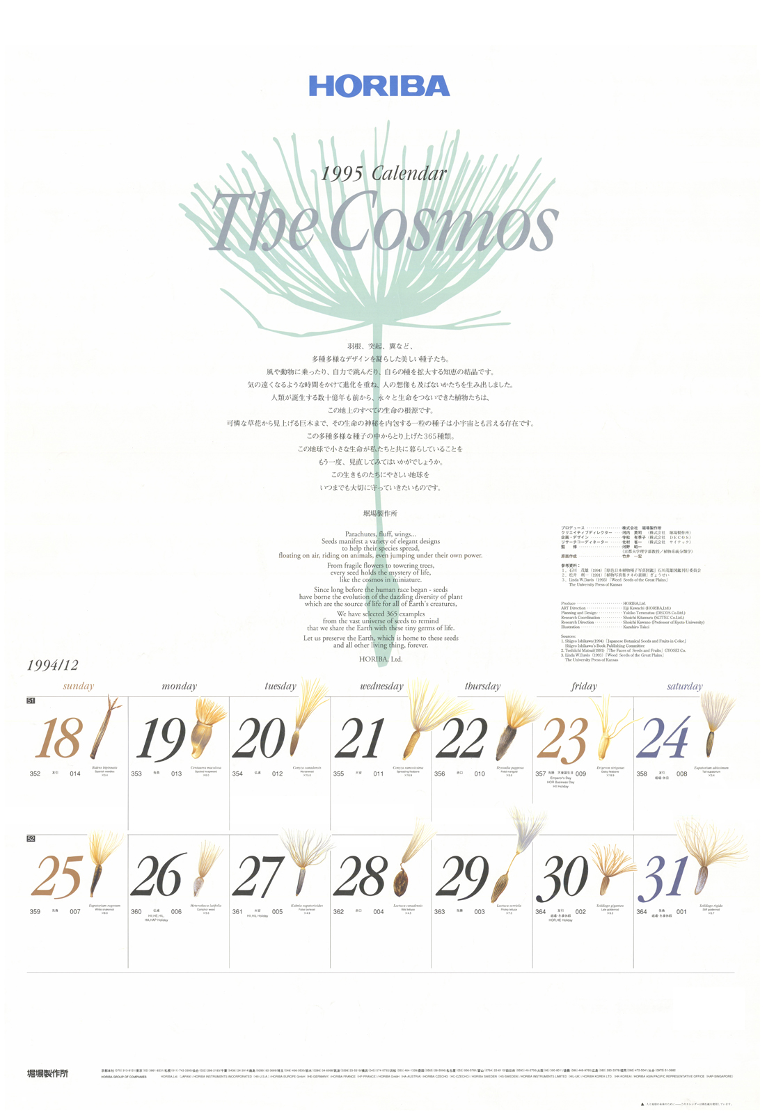 HORIBA Calendar 1995