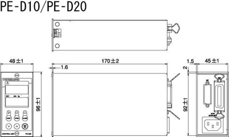External Dimension of Control unit PE-D20