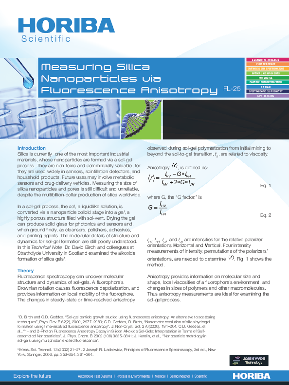 Measuring Silica Nanoparticles via Fluorescence Anisotropy thumbnail