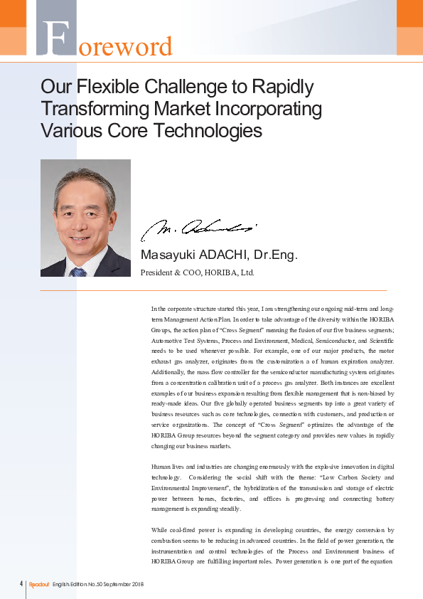 Foreword: Seeking for the Flexible Action for Rapidly Changing Market Taking Advantage of Various Core Technologies thumbnail