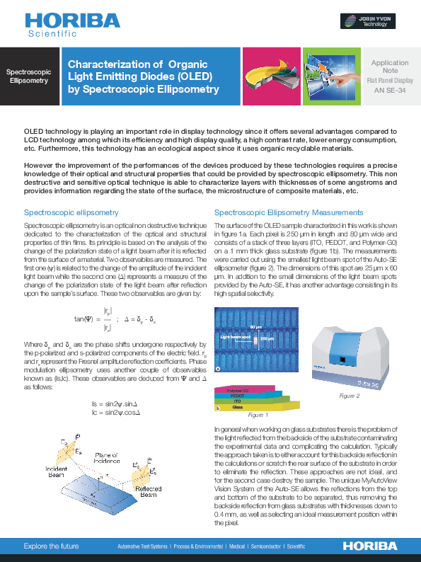 Characterization of Organic Light Emitting Diodes (OLED) by Spectroscopic Ellipsometry thumbnail