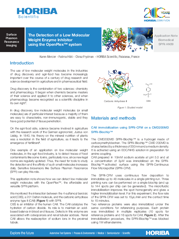 The Detection of a Low Molecular Weight Enzyme Inhibitor using the OpenPlex system thumbnail