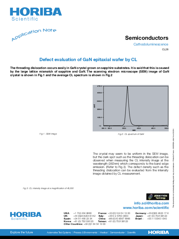 Defect Evaluation of GaN Epitaxial Wafer by CL thumbnail