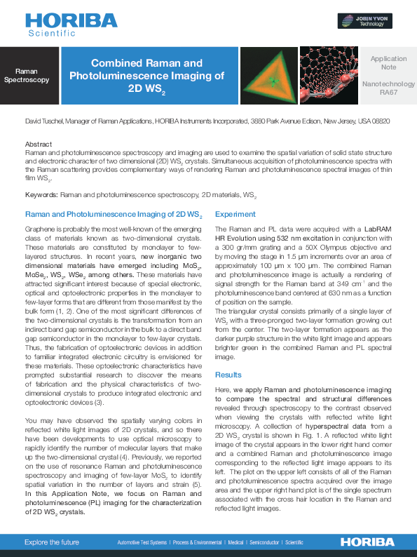 Combined Raman and Photoluminescence Imaging of 2D WS2 thumbnail