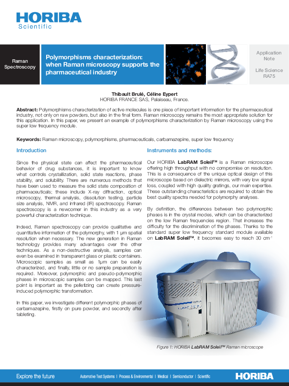 Polymorphisms characterization: when Raman microscopy supports the pharmaceutical industry thumbnail