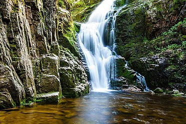 The Kamienczyk waterfall in the Karkonosze National Park in Poland