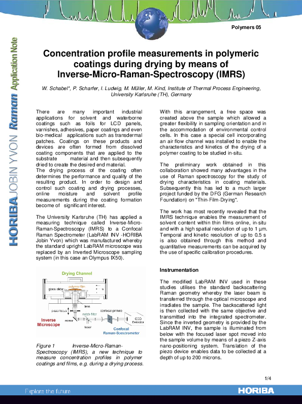 Concentration Profile Measurements in Polymeric Coatings During Drying by Means of Inverse-Micro-Raman-Spectroscopy thumbnail