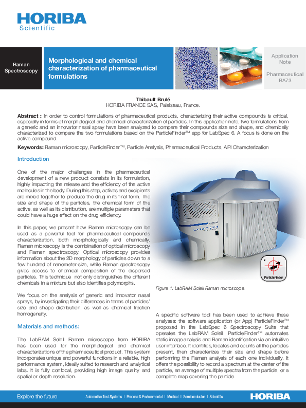 Morphological and chemical characterization of pharmaceutical formulations thumbnail