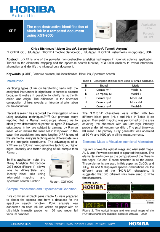 The non-destructive identification of black ink in a tempered document using XGT-9000 thumbnail