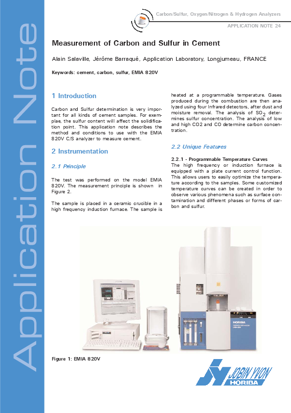 Measurement of Carbon and Sulfur in Cement thumbnail
