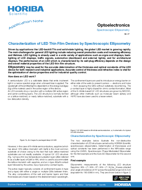 Characterisation of LED Thin Film Devices by Spectroscopic Ellipsometry. thumbnail