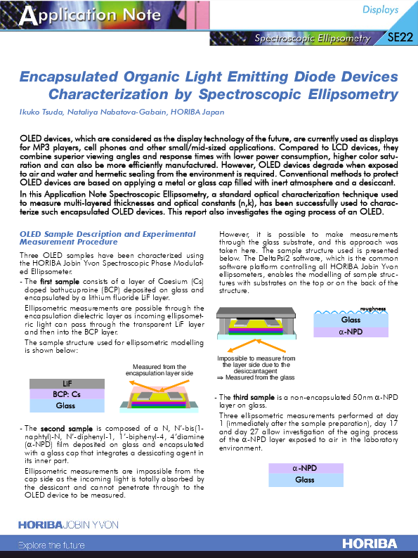 Encapsulated Organic Light Emitting Diode Devices Characterization by Spectroscopic Ellipsometry thumbnail