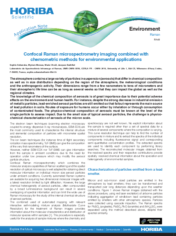 Confocal Raman microspectrometry imaging combined with chemometric methods thumbnail