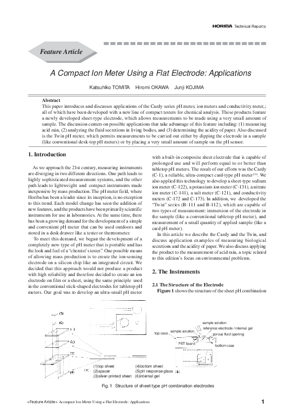 Compact Ion Meter Using a Flat Electrode: Applications thumbnail