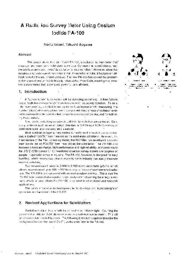 A Radiation Survey Meter Using Cesium Iodide PA-100 thumbnail