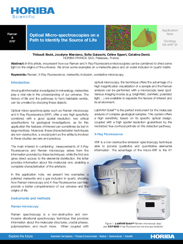 Optical Micro-spectroscopies on a Path to Identify the Source of Life thumbnail