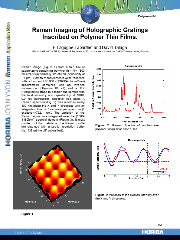 Raman Imaging of Holographic Gratings Inscribed on Polymer Thin Films thumbnail