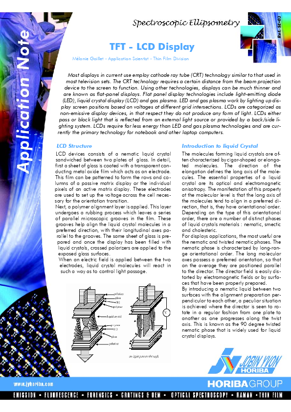 TFT-LCD Display Characterization Using Spectroscopic Ellipsometry thumbnail