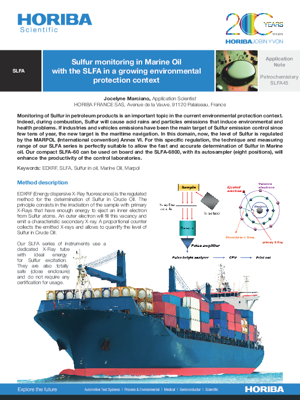 AN45 - Sulfur monitoring in Marine Oil with the SLFA in a growing environmental protection context Illustration thumbnail
