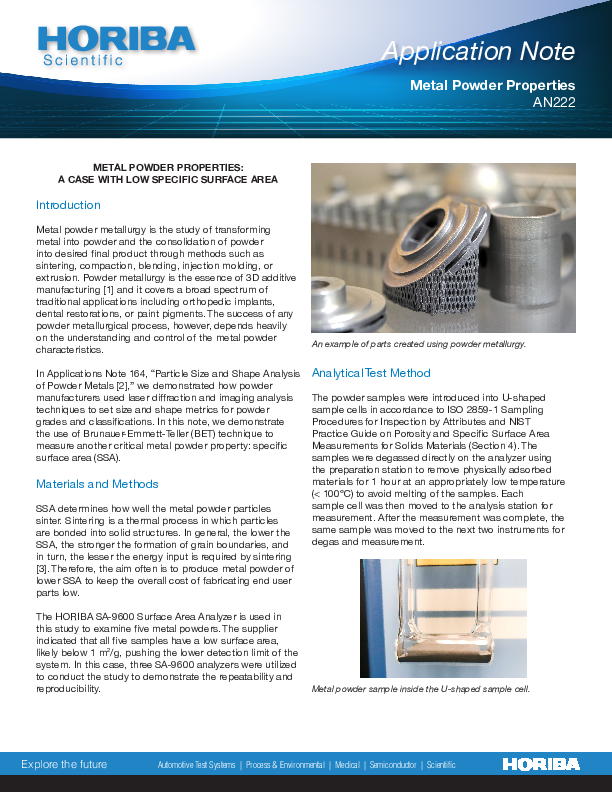 Metal Powder Properties: A Case with Low Specific Surface Area thumbnail