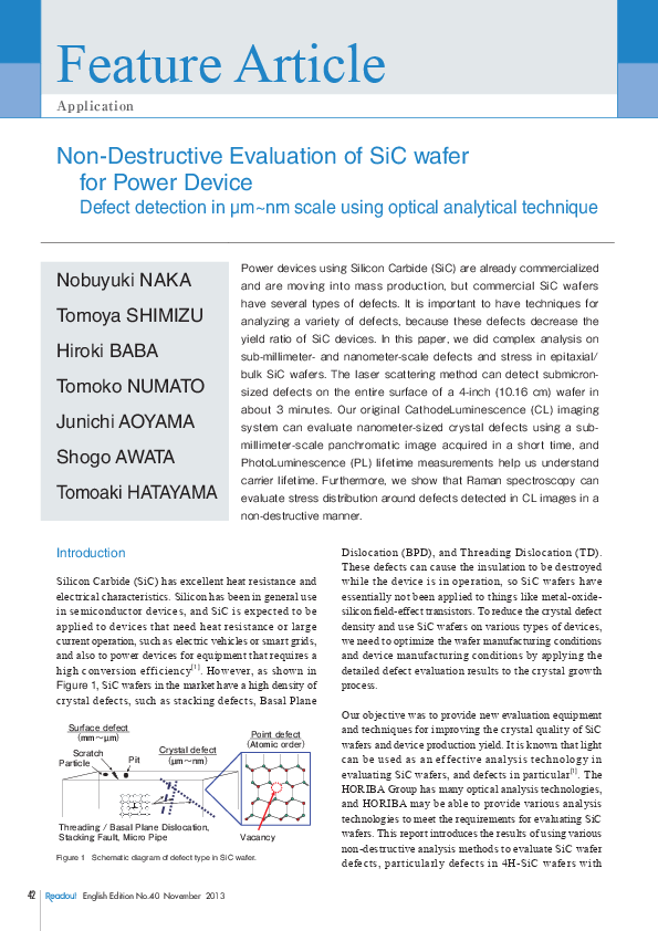 Non-Destructive Evaluation of SiC wafer for Power Device Defect detection in μm~nm scale using optical analytical technique thumbnail