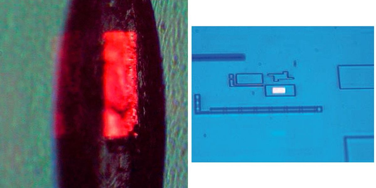 Microspot on patterned region.