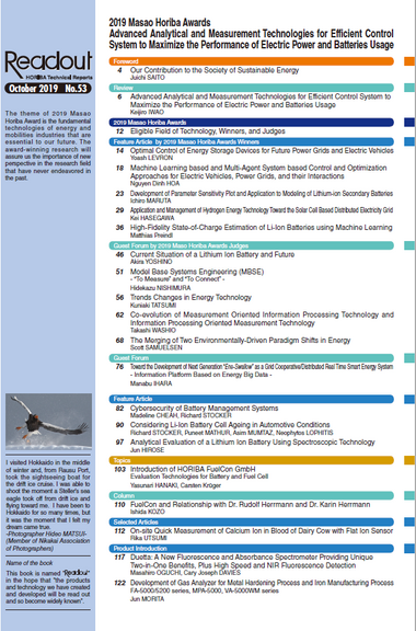 Contents:Readout HORIBA Technical Reports October 2019 English Edition No. 53 Contents:Readout HORIBA Technical Reports October 2019 English Edition No. 53