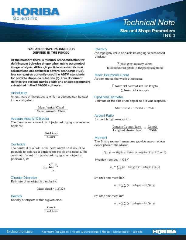 Size and Shape Parameters Defined in the PSA300 thumbnail