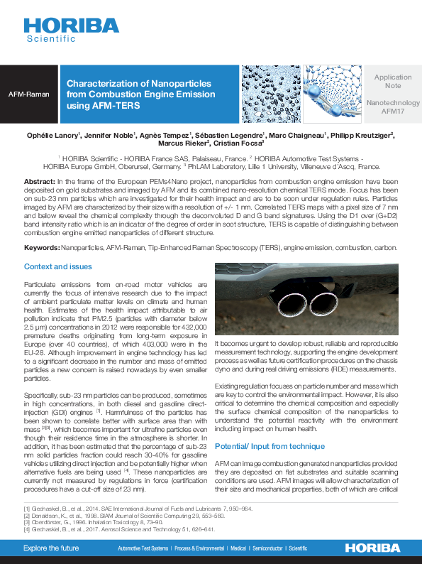 Characterization of Nanoparticles from Combustion Engine Emission using AFM-TERS thumbnail
