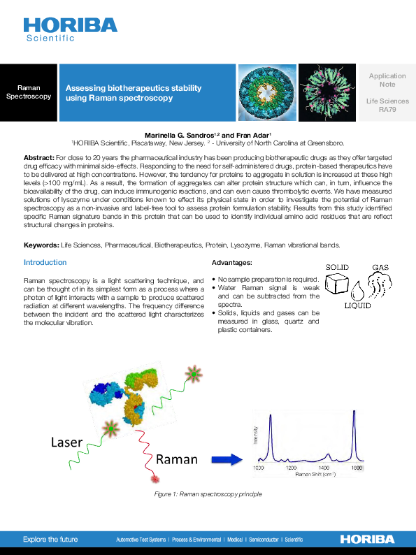 Assessing biotherapeutics stability using Raman spectroscopy thumbnail