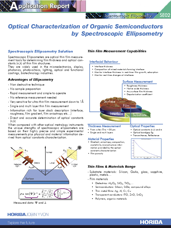Optical Characterization of Organic Semiconductors by Spectroscopic Ellipsometry thumbnail