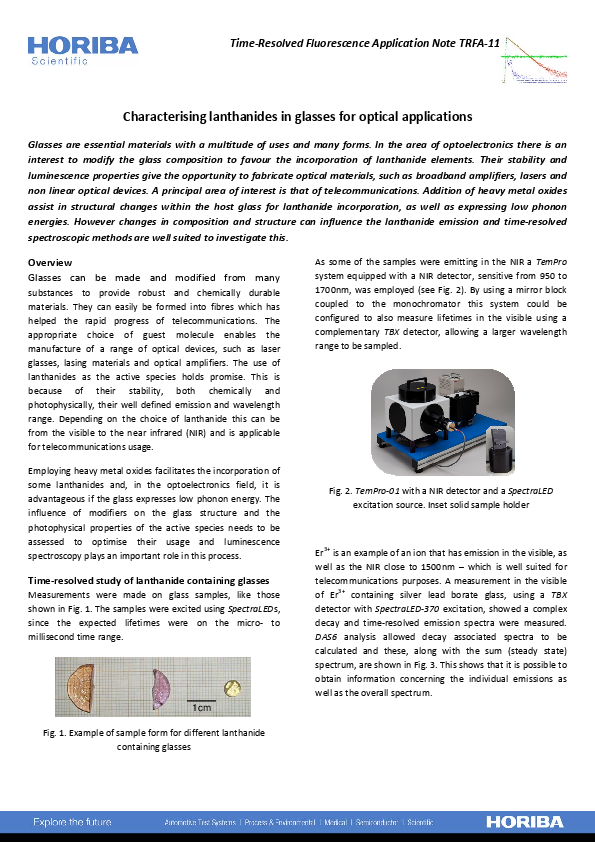 Characterizing Lanthanides in Glasses for Optical Applications thumbnail