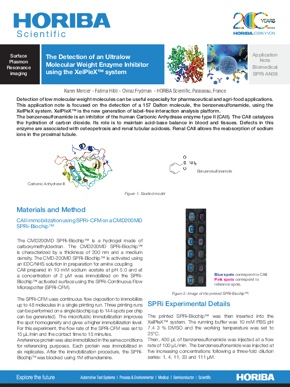 The Detection of an Ultralow Molecular Weight Enzyme Inhibitor using the XelPleX™ system thumbnail