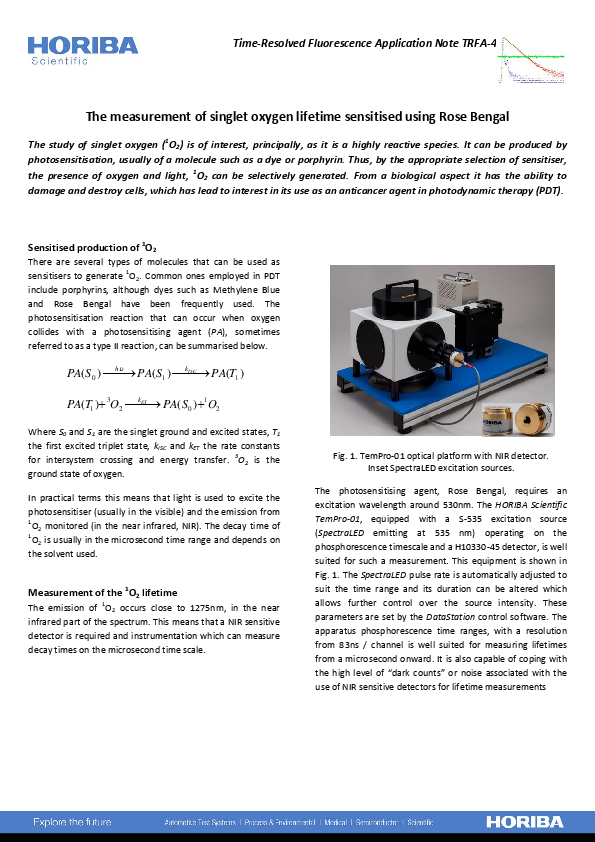 The Measurement of Singlet Oxygen Lifetime Sensitized Using Rose Bengal thumbnail
