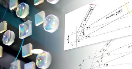 Diffraction gratings: Ruled & Holographic. Diffraction gratings are manufactured either classically with the use of a ruling engine, or holographically with the use of interference fringes generated at the intersection of two laser beams.