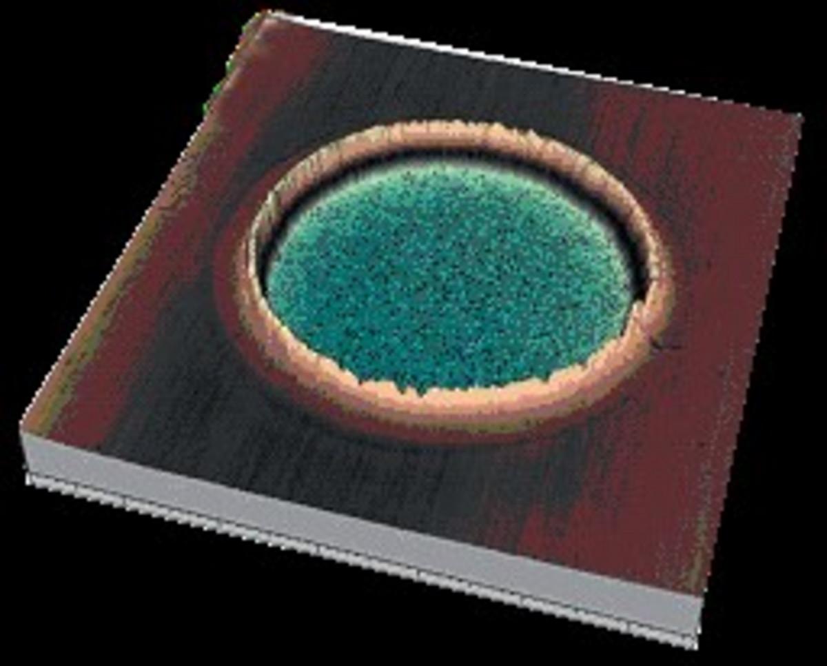 3D view of a GD crater (diameter 4 mm).