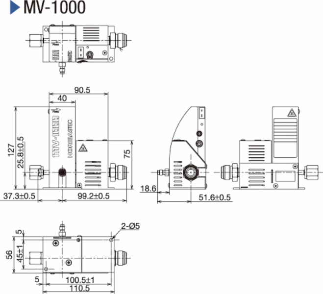 External Dimension of Mixed Injection System Liquid Vaporizers MV-1000
