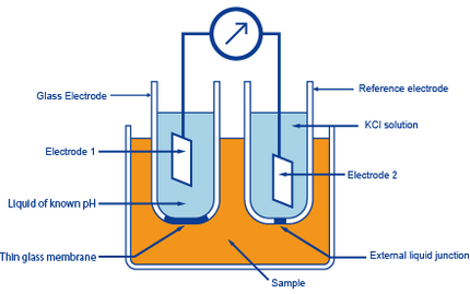 Principle figure of glass electrode method