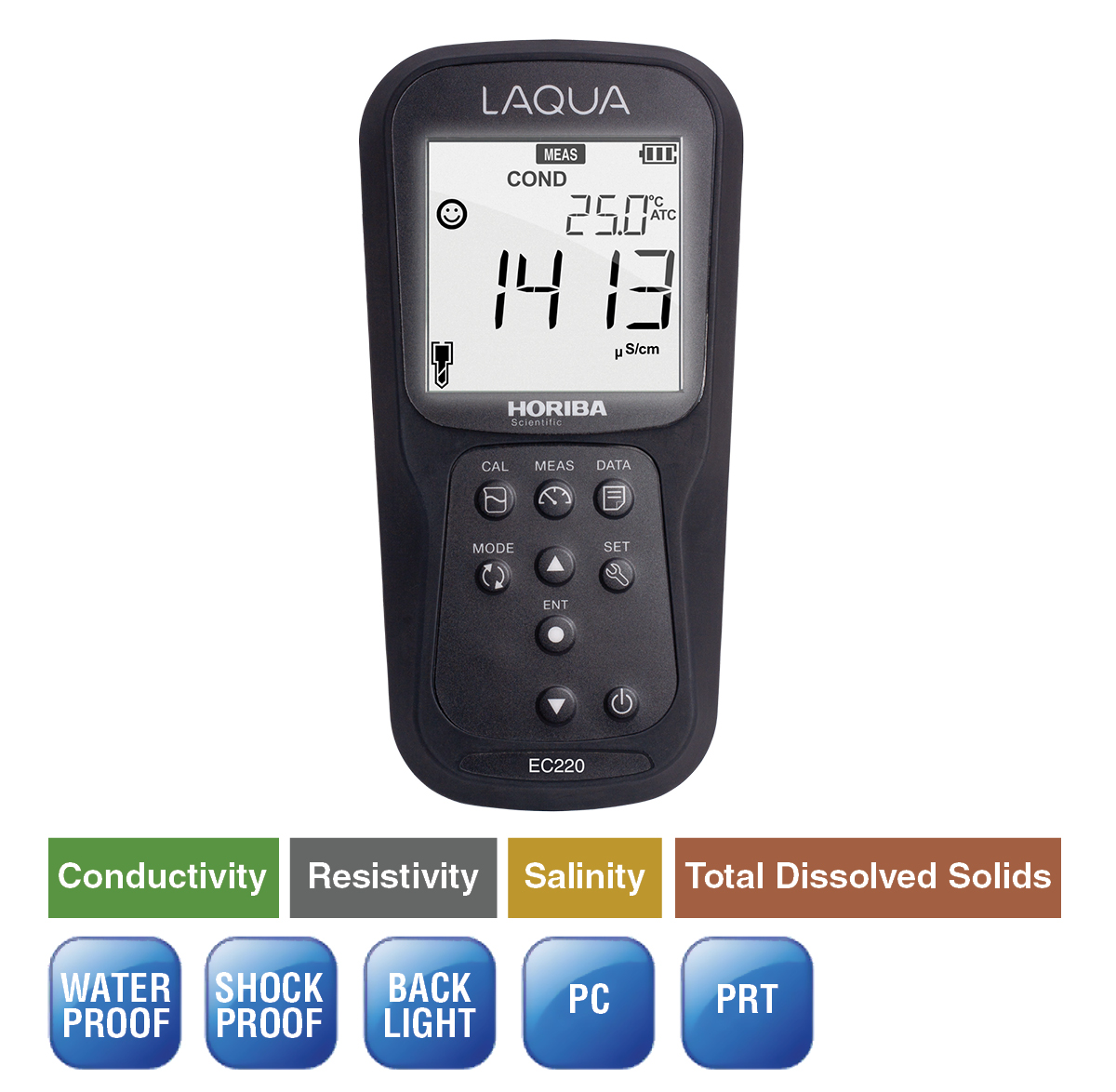 LAQUA EC220 Conductivity/Resistivity/Salinity/Total Dissolved Solids/Temperature handheld meter