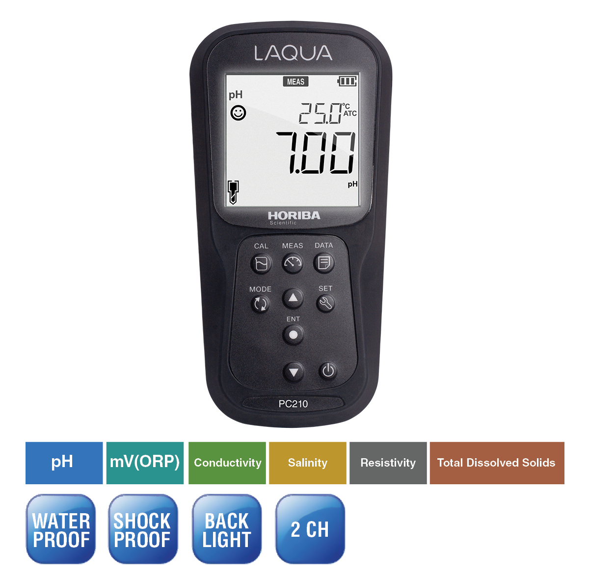 LAQUA PC210 pH/ORP/Conductivity/Resistivity/Total Dissolved Solids/Salinity/Temperature Handheld Meter