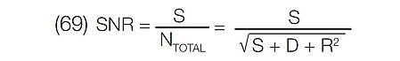 The basic equation for determining the SNR for a CCD detector.
