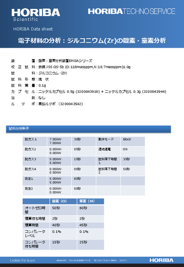 電子材料の分析：ジルコニウム(Zr)の酸素・窒素分析