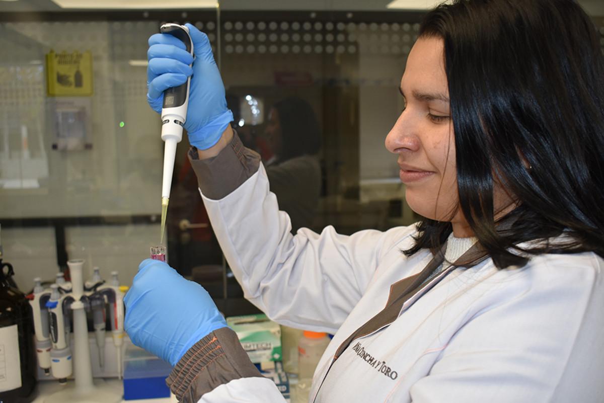 Mónica Rodríguez prepares a sample for the Aqualog