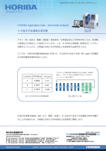Ti合金中の低濃度水素定量