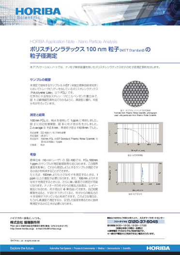 100 nmPSL(1ppm)の粒子径測定