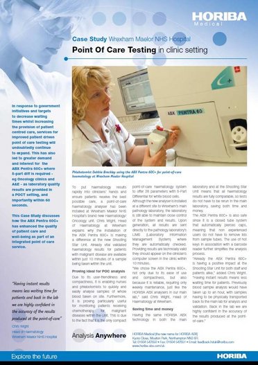 Case Study_ABX Pentra 60C+_Wrexham Maelor NHS Hospital _2009