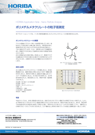 ポリメチルメタクリレートの粒子径測定