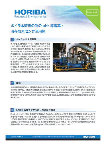 『ボイラ水監視の為のpH/ 導電率/ 溶存酸素センサ活用例-knick』