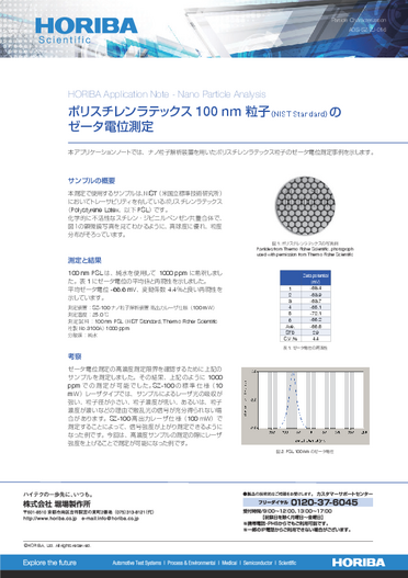 100nmPSL(1000ppm)高出力レーザーゼータ電位測定
