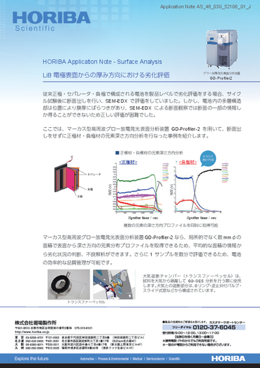 LiB電極表面からの厚み方向における劣化評価